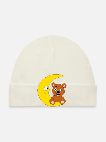 TEDDYBÄR - BÄR - TEDDY - MOND - KIND - BABY - Baby Bio-Mütze - Weiß - Vorne