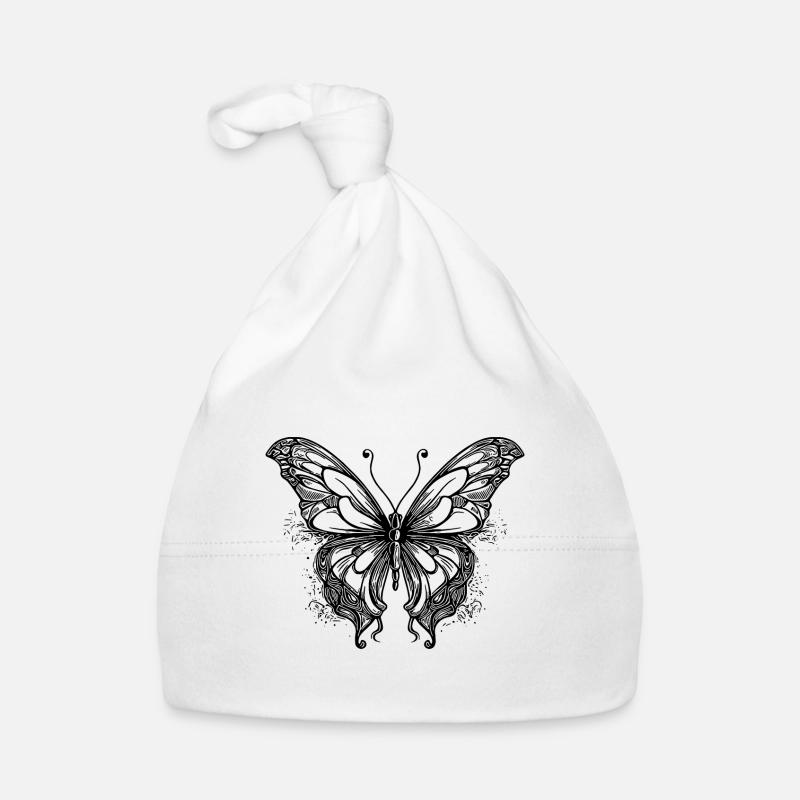 Thin Tattoo Lines Style Butterfly Dream Organic Baby Cap