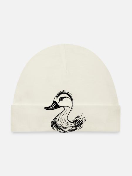 Cute Tattoo Style Duck - Organic Baby Cap - white - Front
