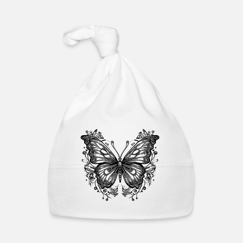 Tattoo Blumen Linien Style Schmetterling Baby Bio-Mütze