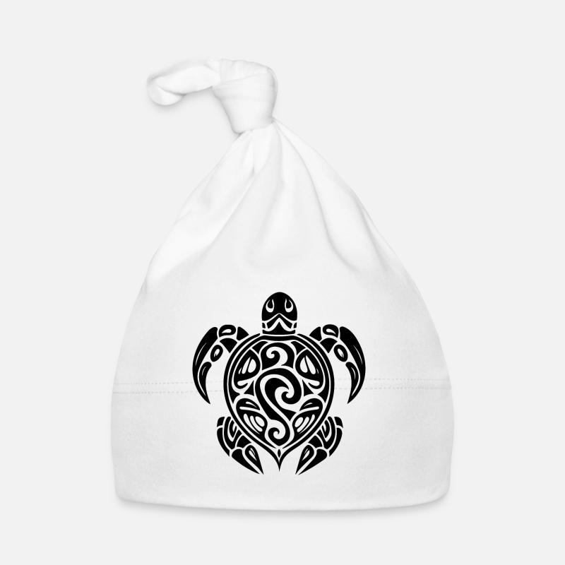 Jolie tortue plongeuse tatouage - Bonnet bio Bébé - blanc