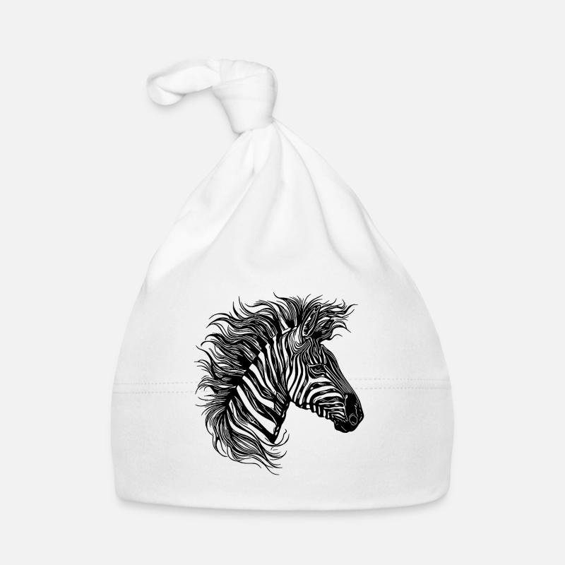 Wild Zebra Mane Tattoo Style Lines Organic Baby Cap