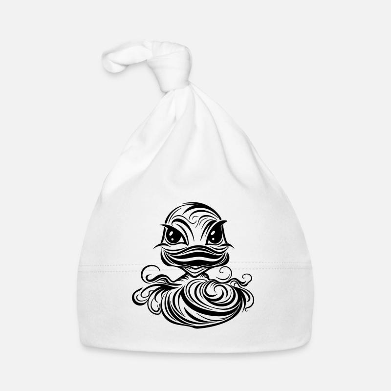 Line tattoo style duck with big beak Organic Baby Cap