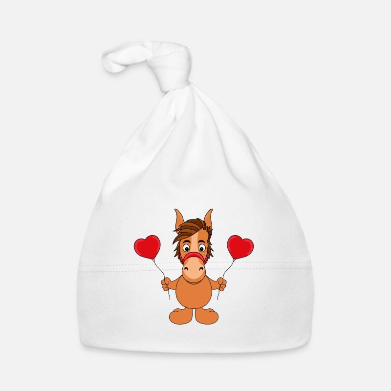 LUFTBALLONS - HERZCHEN - LIEBE - PFERD - PONY Baby Bio-Mütze