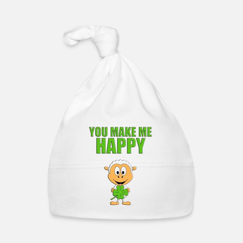 YOU MAKE ME HAPPY - SCHAF - GLÜCKSBRINGER Baby Bio-Mütze