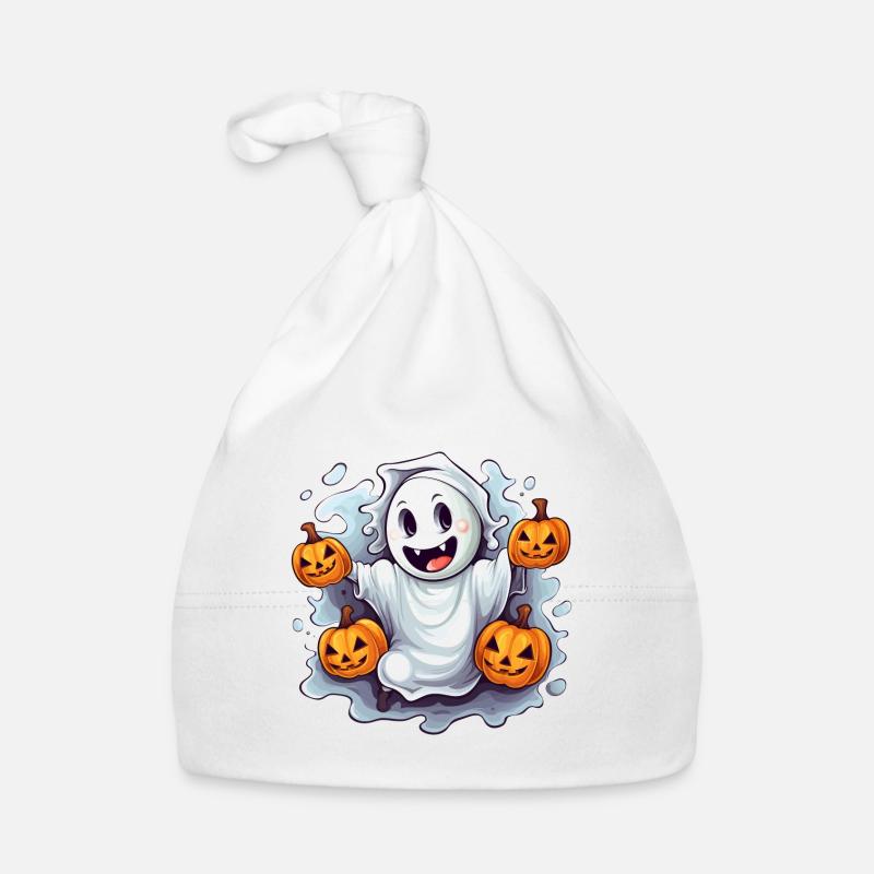 Lustiger Halloween Geist mit Kürbis Laternen Baby Bio-Mütze