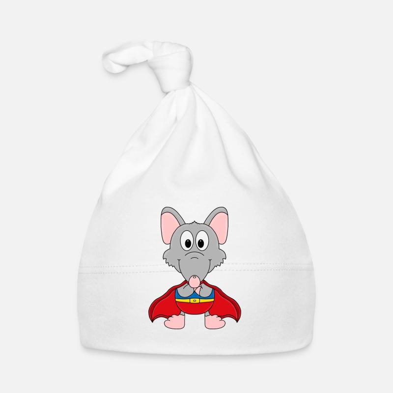 SUPERHELD - TIER - RATTE - HELD - TIERISCH - Baby Bio-Mütze - Weiß