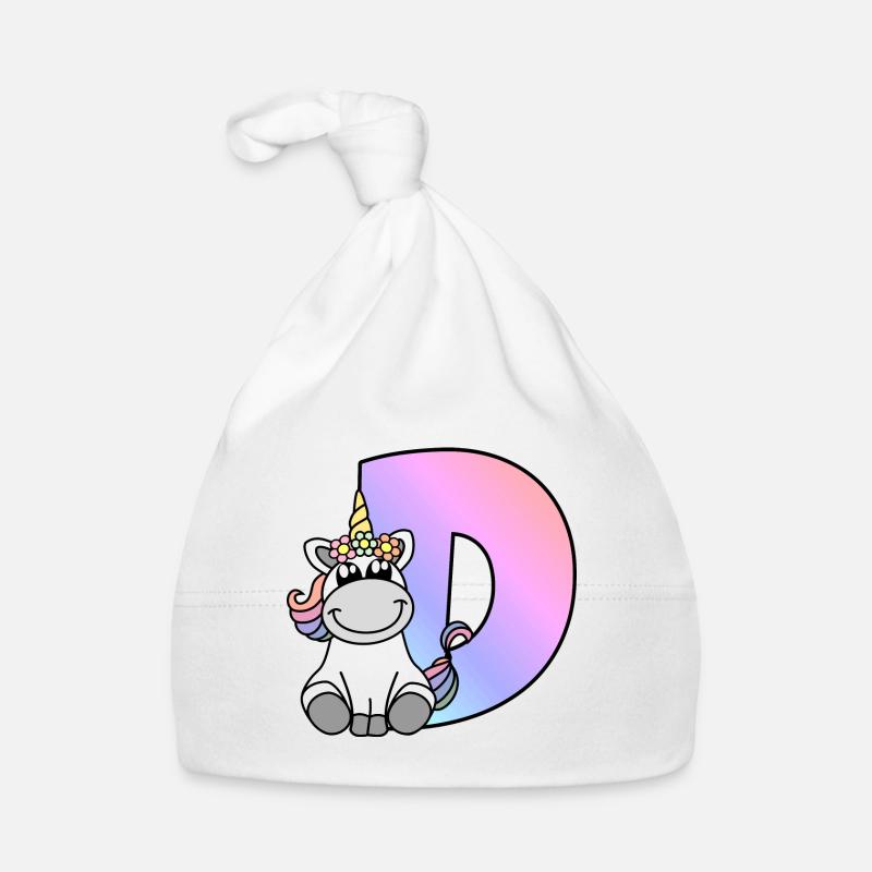 Unicorn Letter D Organic Baby Cap
