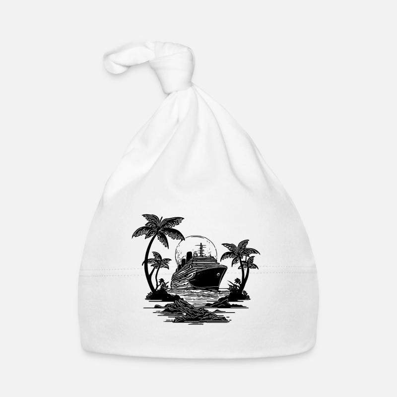 Palmiers avec bateau de croisière au coucher du soleil Bonnet bio Bébé