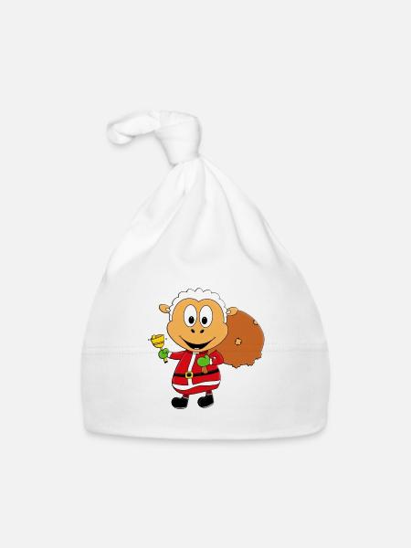 SCHAF - WEIHNACHTSMANN - TIER - TIERISCH - Baby Bio-Mütze - Weiß - Vorne
