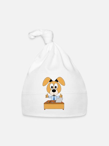 HUND - ARBEIT - JOB - CHEF - MITARBEITER - Baby Bio-Mütze - Weiß - Vorne
