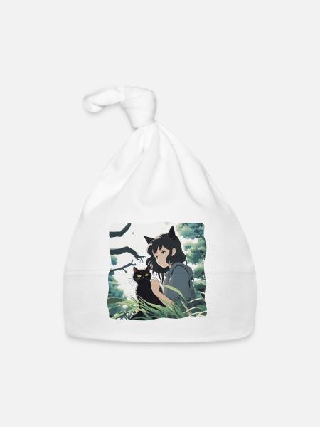 Anime / Bande dessinée / Japonais / Animation / Dessin animé - Bonnet bio Bébé - blanc - Devant