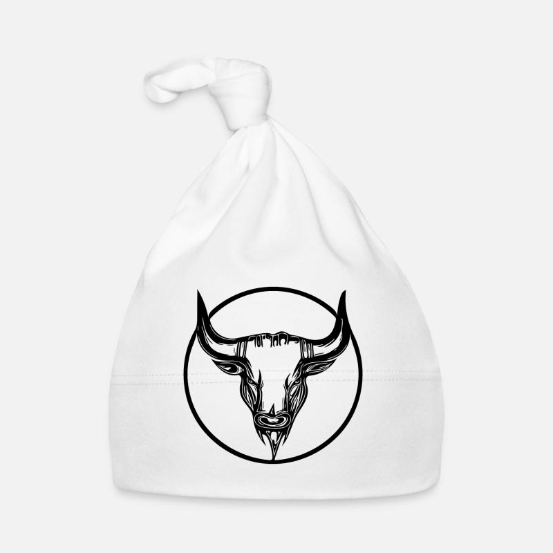Cattle Grill Logo Head Tattoo Style in Circle Organic Baby Cap