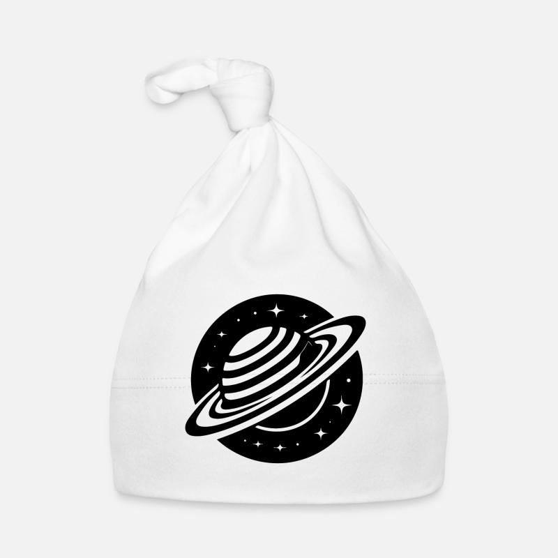 Planète spatiale Saturne avec système d’anneaux et étoiles Bonnet bio Bébé