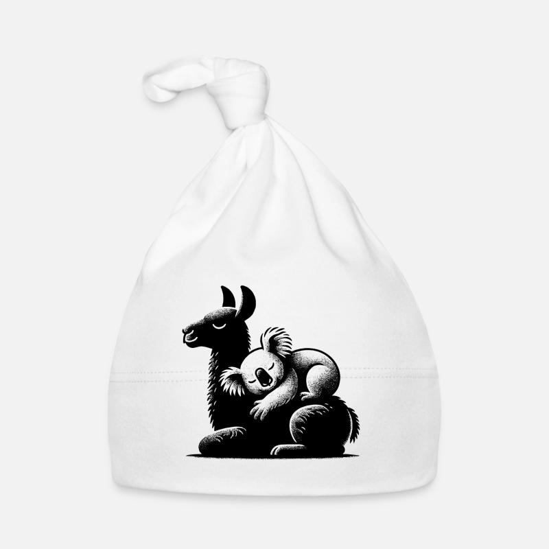 Koala endormi sur un lama endormi Bonnet bio Bébé