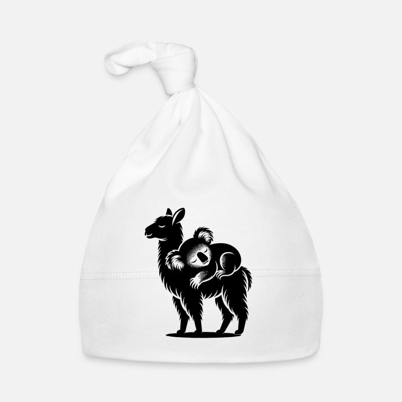 Lustiges Lama mit chillendem Koala auf dem Rücken Baby Bio-Mütze