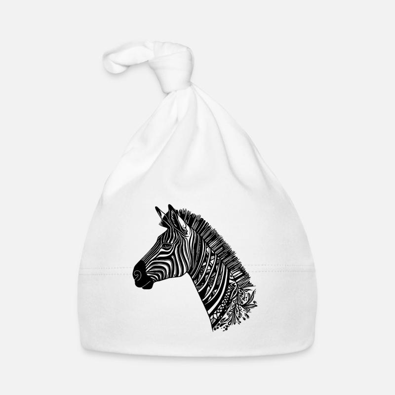 Zebra Head Tattoo Style Lines Organic Baby Cap