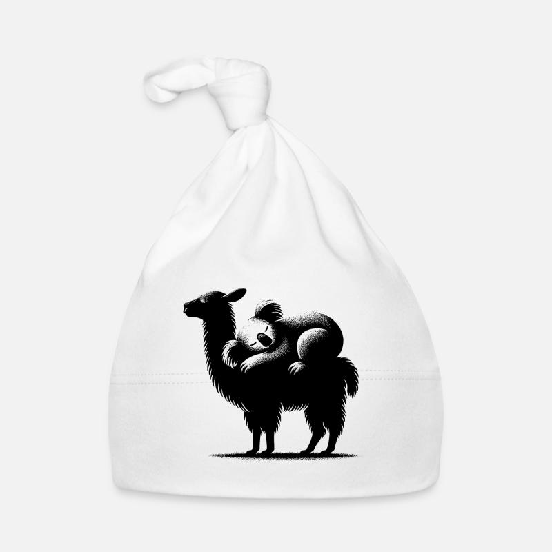 Lama câlin avec un koala frissonnant sur le dos Bonnet bio Bébé