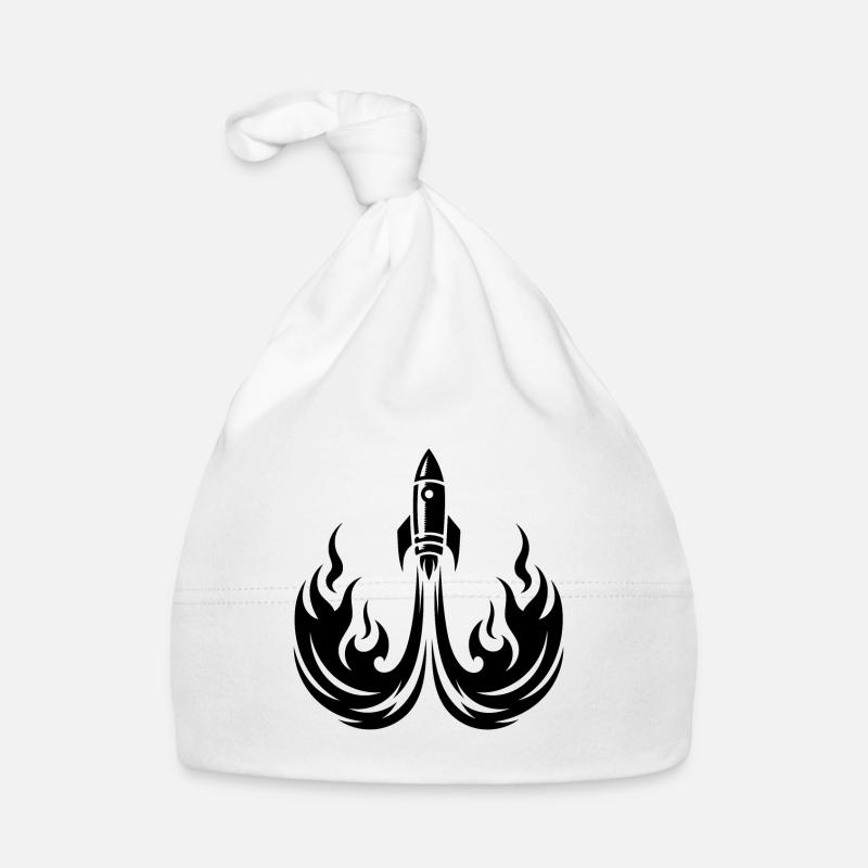 Launching spaceship in fire flames Organic Baby Cap