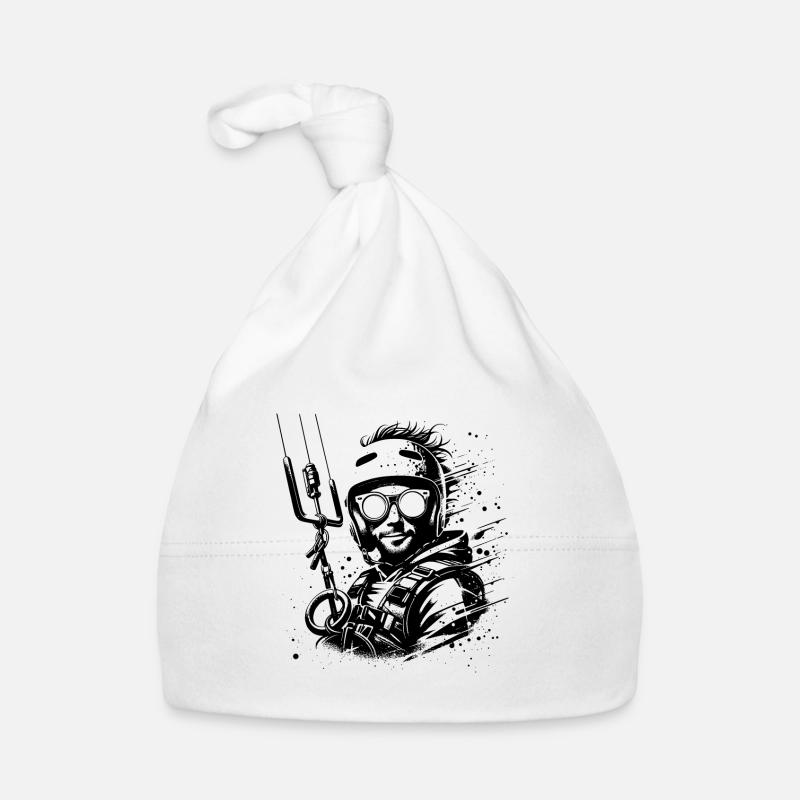 Cooler Kite Surfer Mann Wind Surfen am Himmel Baby Bio-Mütze