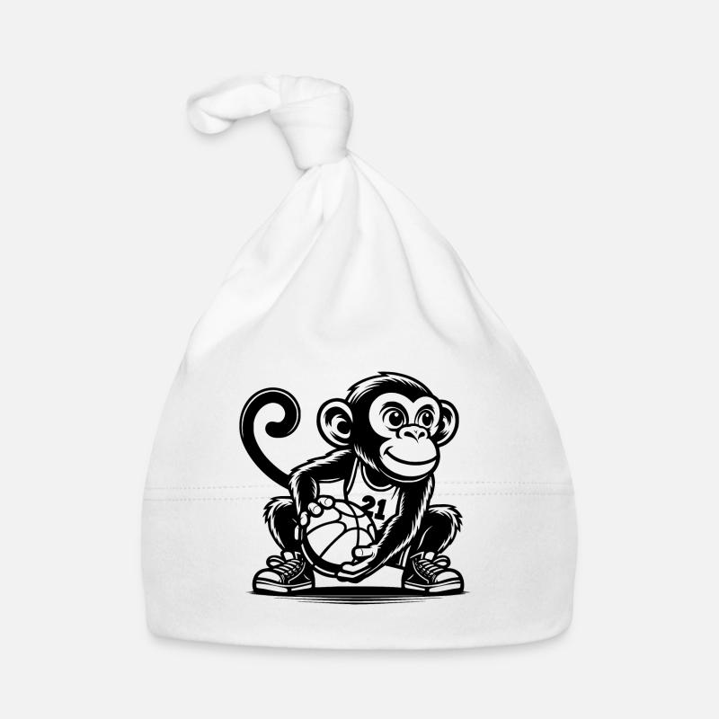 Singe sportif avec basket-ball Bonnet bio Bébé