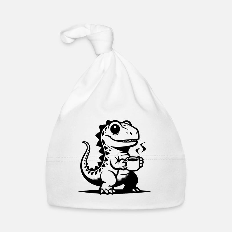 Bébé Dino avec tasse à café drôle de petit dinosaure Bonnet bio Bébé