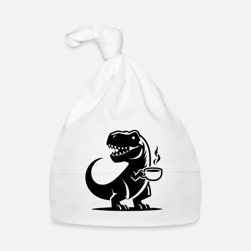 Caffeine Dinosaur T-Rex with Coffee Cup Organic Baby Cap