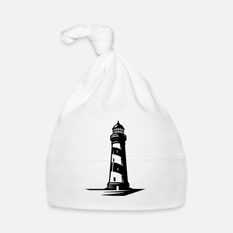 Alter einsamer gestreifter Küsten Leuchtturm Baby Bio-Mütze