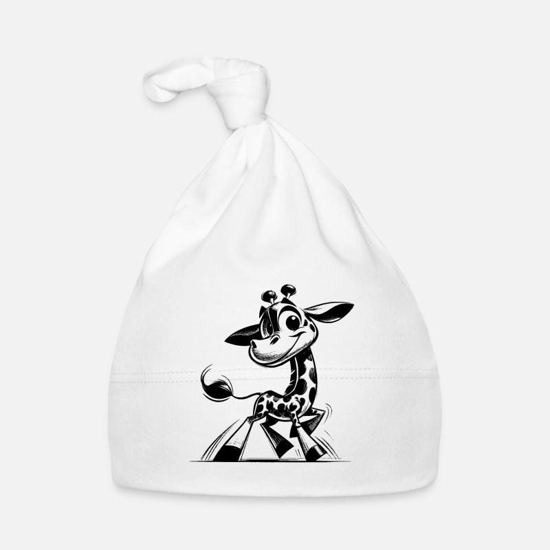 Cute Little Giraffes Baby Drawing Organic Baby Cap