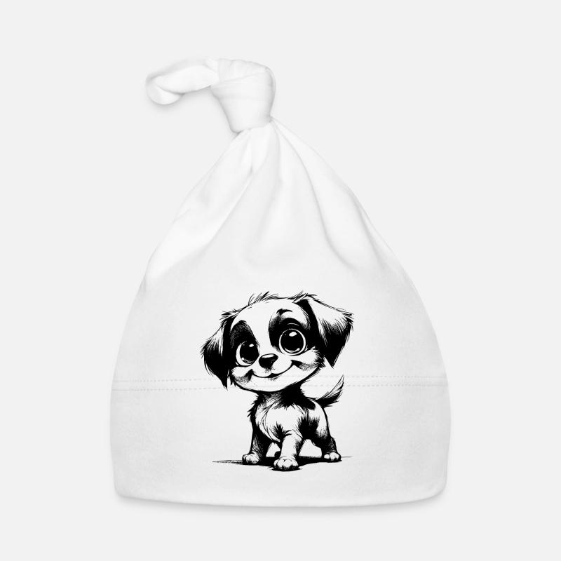 Petit chien mignon avec de grands yeux Bonnet bio Bébé