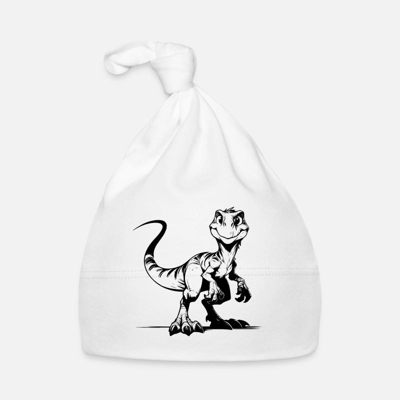 Grinsender Raptor freche Kinder Dino Spass Skizze Baby Bio-Mütze