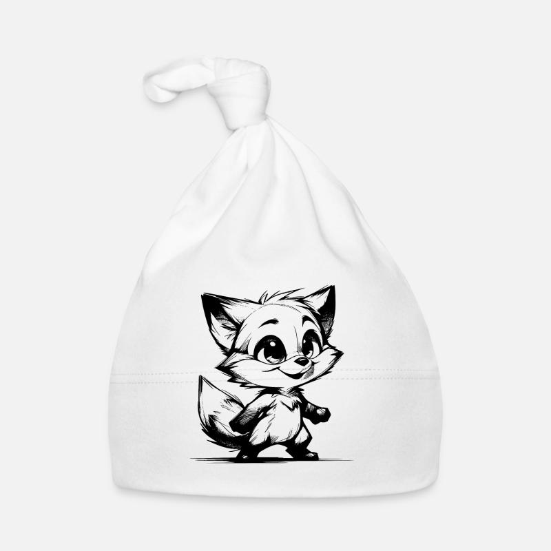 Cute Baby Kids Fox Pencil Sketch Organic Baby Cap