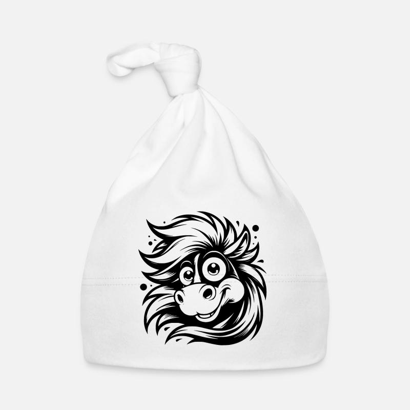 Drôle de cheval avec de grands yeux Bonnet bio Bébé