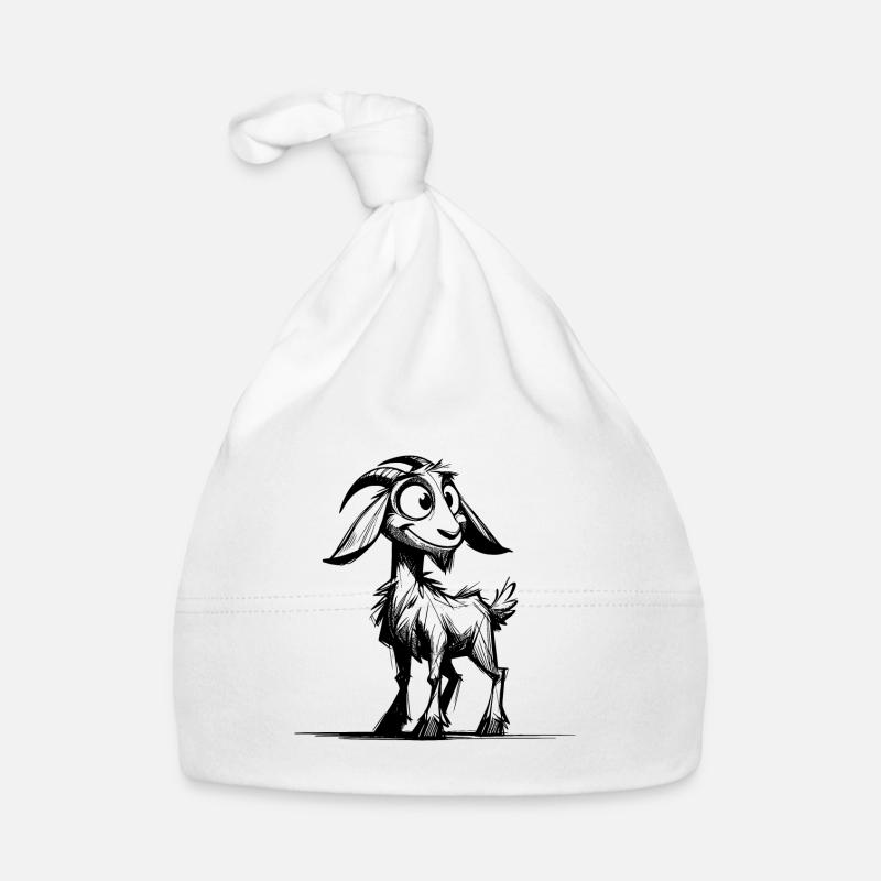 Grinning Goat Pencil Sketch Drawing Organic Baby Cap