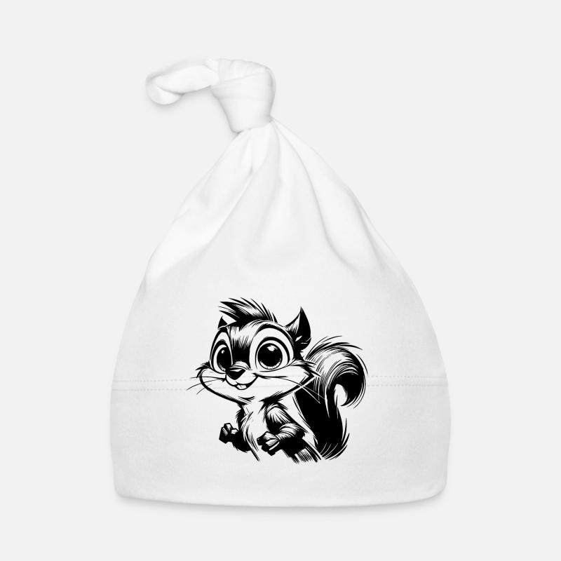 Squirrel Portrait Children Pencil Sketch Organic Baby Cap