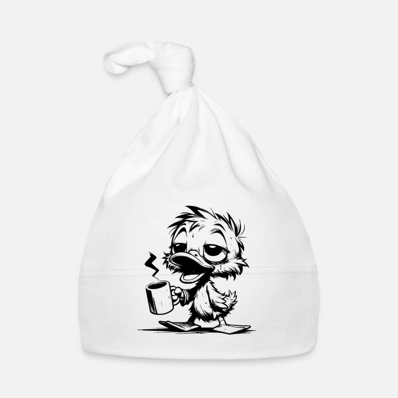 Tired Waddle Duck with Coffee Mug Organic Baby Cap