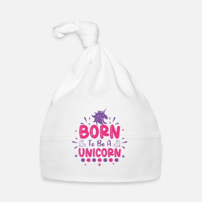 Né pour être une licorne 01 - Bonnet bio Bébé - blanc