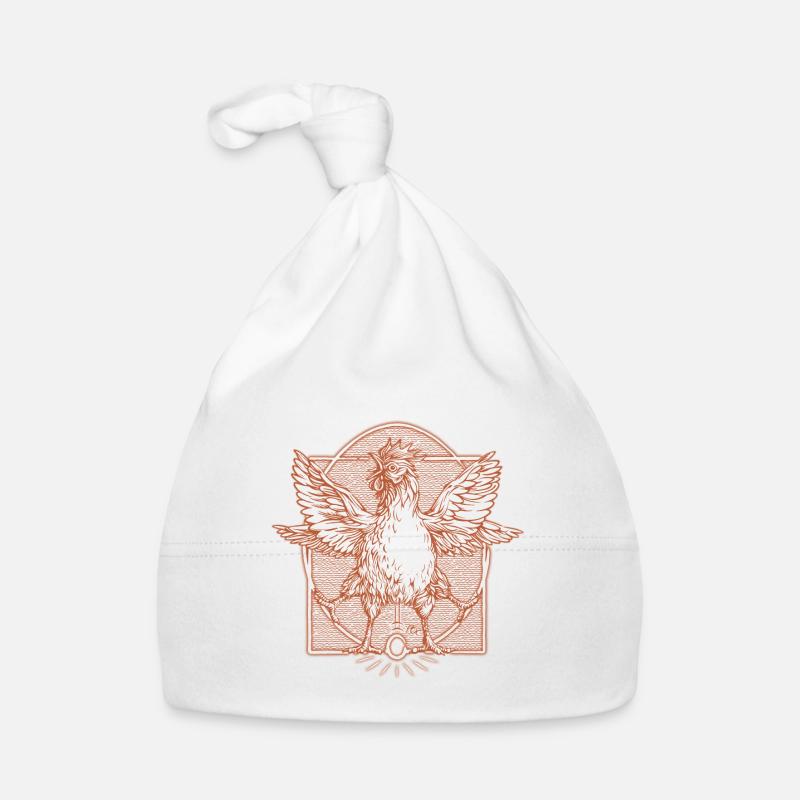 Le coq de Vitruve3 - Bonnet bio Bébé - blanc