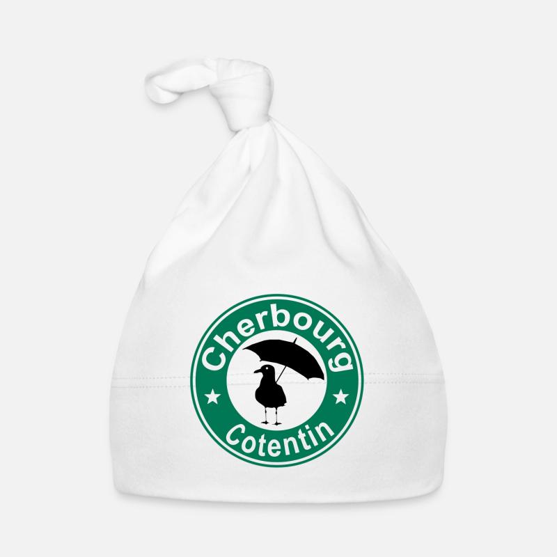 Cherbourg sur fond vert - Bonnet bio Bébé - blanc