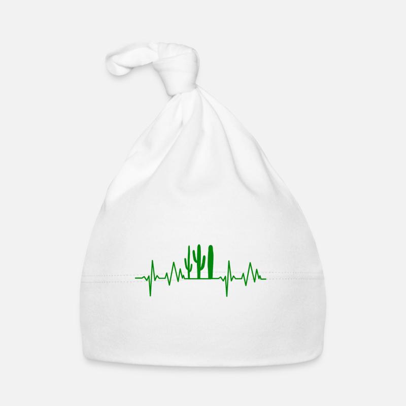 cactus rythme cardiaque cadeau rythme cardiaque Cactus - Bonnet bio Bébé - blanc