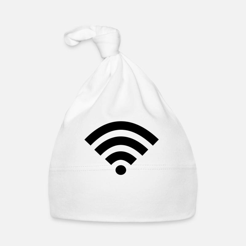 WLAN Internet WIFi Nerd Geek Cadeau Design - Bonnet bio Bébé - blanc