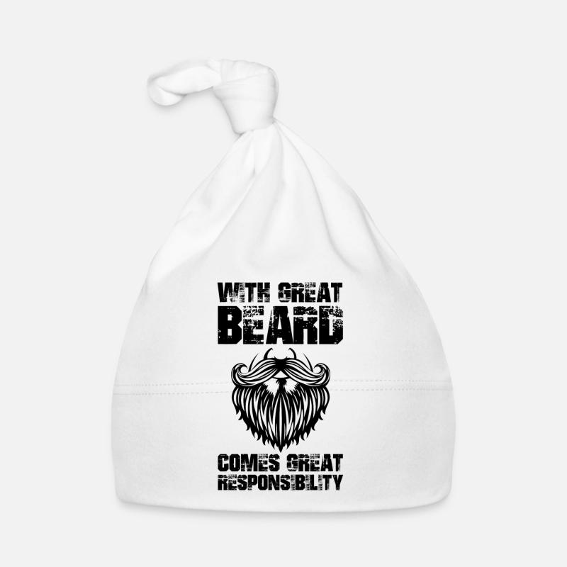 With great beard comes great responsibility - Organic Baby Cap - white