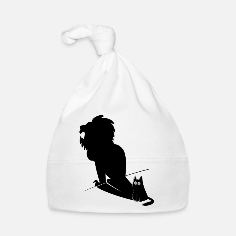 Furry Cat & Lion Shadow Design - Baby Bio-Mütze - Weiß
