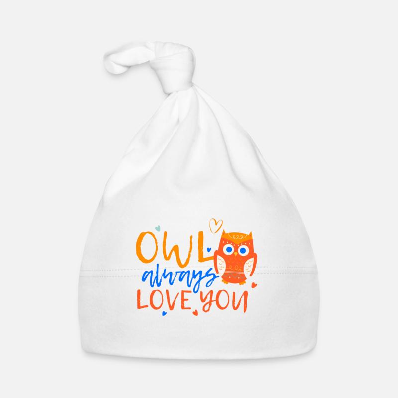 Eule - Liebe dich immer Tier Raubtier Geschenk - Baby Bio-Mütze - Weiß