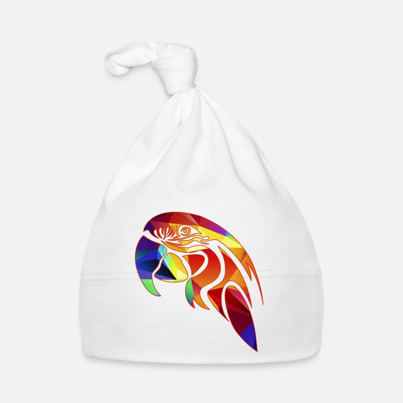 perroquet géométrique - Bonnet bio Bébé - blanc