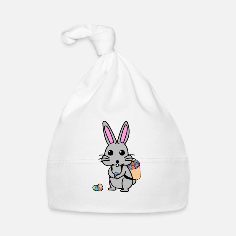 Easter Bunny Hides Easter Eggs Gift Animal Bunny - Organic Baby Cap - white