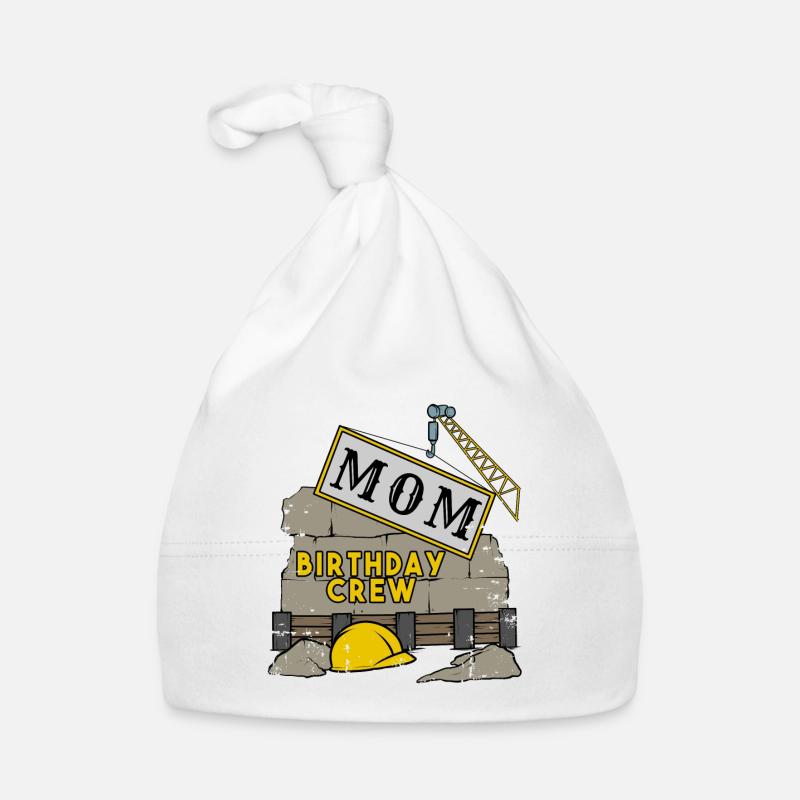 Le site de construction de la construction de l'équipe de l'anniversaire de maman maman - Bonnet bio Bébé - blanc