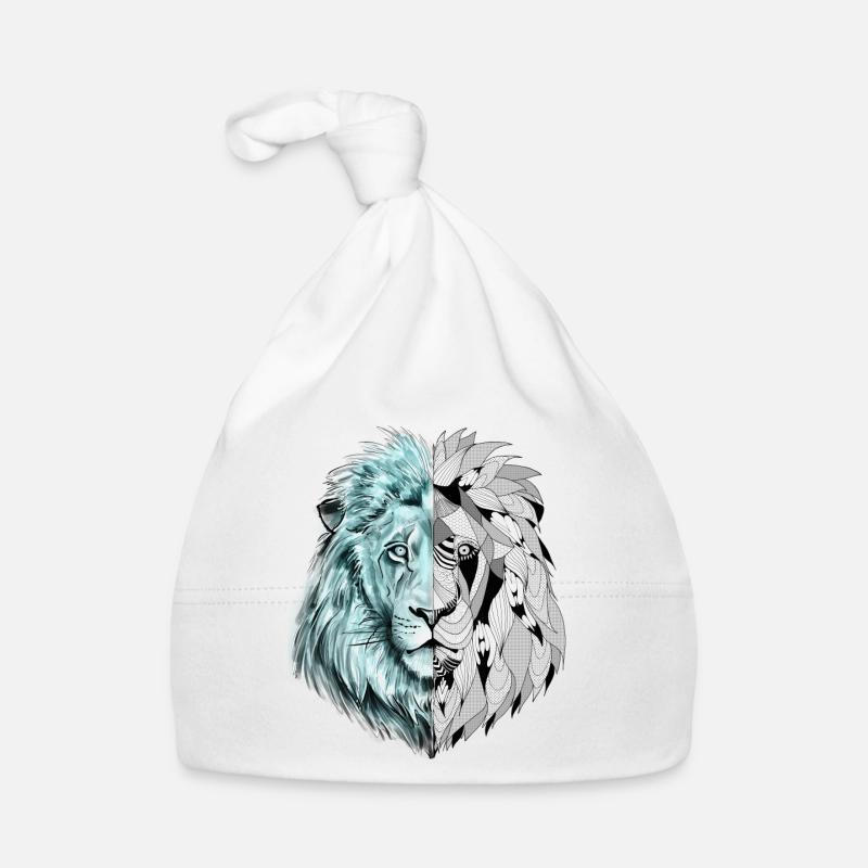 A beautiful lion with an interesting pattern - Organic Baby Cap - white