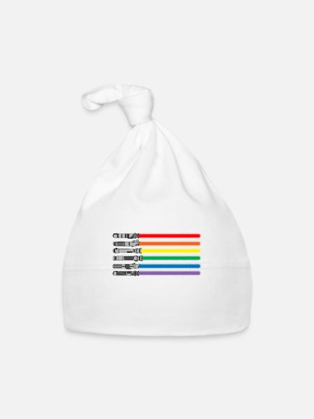 Laserschwert LGBT PRIDE Fahne Geschenk - Baby Bio-Mütze - Weiß - Vorne