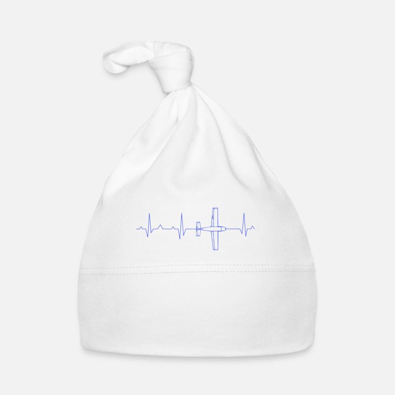 Battement cardiaque d'avion ECG - Bonnet bio Bébé - blanc